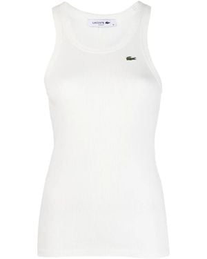 Lacoste Logo-Appliqué Knitted Tank Top - White