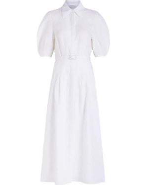 Gabriela Hearst Maude パフスリーブ ベルテッド ドレス - ホワイト