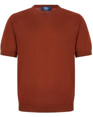 Fedeli Short-Sleeved Round-Neck T-Shirt - Red
