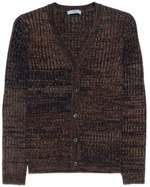 Prada Gerippter Cardigan mit V-Ausschnitt - Schwarz