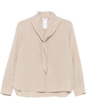 Max Mara Dry Bow-Detail Silk Blouse - Natural
