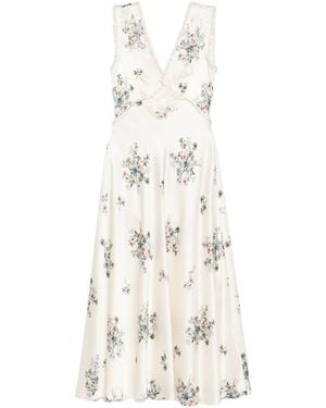 Doen Tahlia V-Neck Floral-Print Midi Dress - White