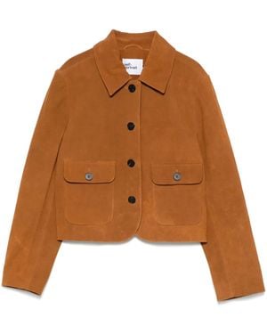 Self-Portrait Suede Jacket - Brown