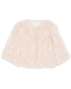 Yves Salomon Feather-Trim Jacket - Natural