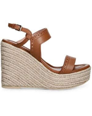 Pollini Brogue-Detail Wedge Sandals - Brown