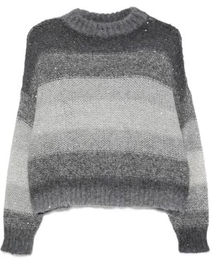 Antonelli Sequin-Embellished Striped Jumper - Grey