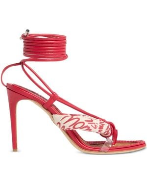 DSquared² Coiled Hibiscus Heeled Sandals - Red