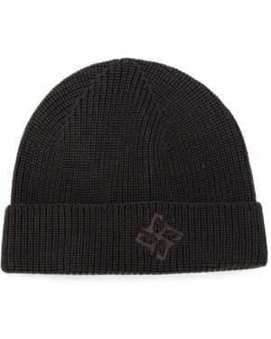 Tagliatore Grouse Logo-Embroidered Ribbed-Knit Beanie Hat - Black