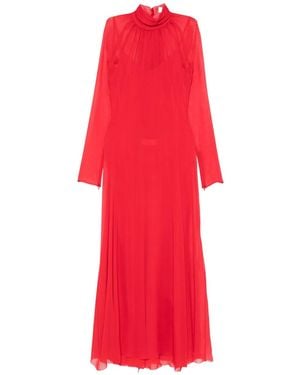 Blumarine High-Neck Long-Sleeve Dress - Red