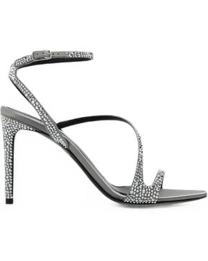 McQueen Crystal-Embellished Sandals - White