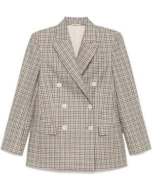 Brunello Cucinelli Checks Notched Lapel Blazer - White