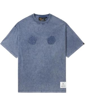 Alpha Industries Embroidered-Detail Crew-Neck T-Shirt - Blue