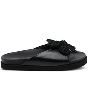 Ángel Alarcón Sandales En Cuir À Fleurs - Black