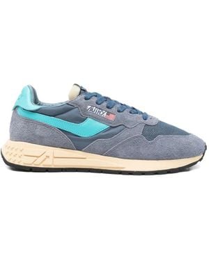 Autry Leather Panelled Trainers - Blue