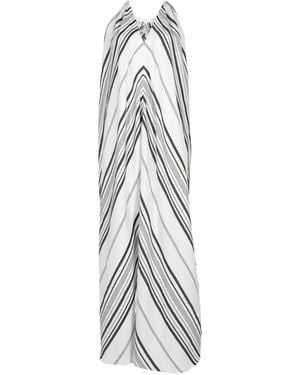Marrakshi Life Striped Halterneck Maxi Dress - White