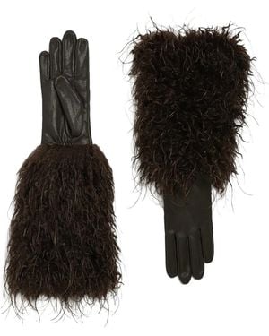 Apparis Robi Mongolian Faux-Fur Gloves - Black