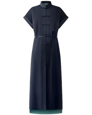 Shanghai Tang Robe En Soie À Détail Noué - Blue