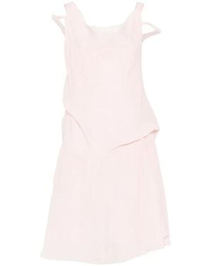 Plan C Vestido Midi Fruncido - Rosa