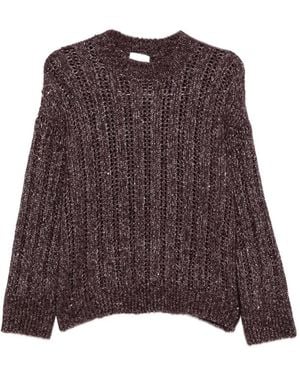 Peserico Sequin-Embellished Open-Knit Sweater - Brown