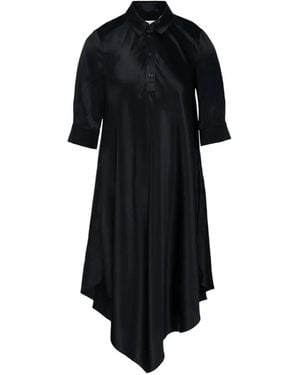 Club21 Asymmetric Satin Midi Dress - Black