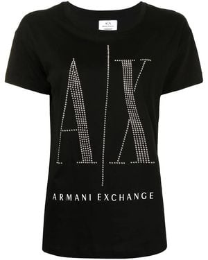 ARMANI EXCHANGE T-Shirt Mit Pailletten-Logo - Schwarz