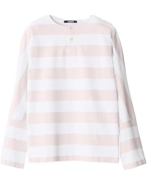 Jacquemus Marinière Striped Long-Sleeve Polo Shirt - White