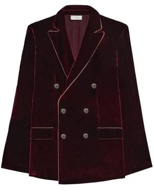 Pierre Louis Mascia Double-Breasted Velvet Blazer - Purple