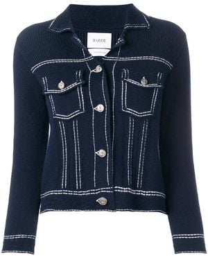 Barrie Contrast-Stitch Knitted Jacket - Blue