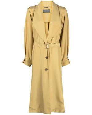 Alberta Ferretti Shawl-Lapels Silk Trench Coat - Yellow