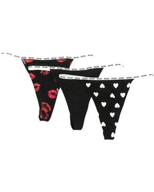 Moschino Logo-Waistband Thongs (Set Of Three) - Black