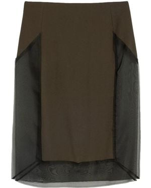 Ami Paris Falda Recta Con Panel De Tul - Verde