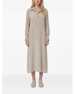 Max Mara Gambero Silk Polo Midi Dress - Natural