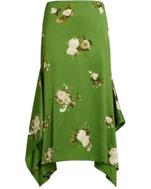 Erdem フローラル スカート - グリーン