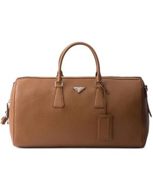 Prada Leather Duffel Bag - Brown