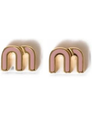 Miu Miu Logo Earrings - Natural