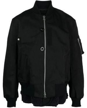 Sacai Layered Band-Collar Bomber Jacket - Black