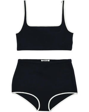 AURALEE Contrast-Trim Bikini - Black