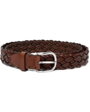 Brioni Woven Leather Belt - Brown