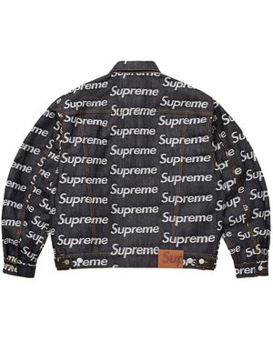 Supreme Flocked Denim Jacket in Blue for Men | Lyst