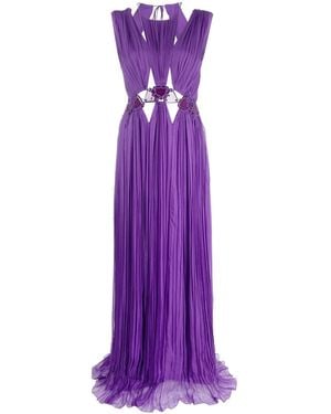 Alberta Ferretti Cut-Out Halterneck Maxi Dress - Purple