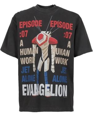 EVANGELI0N 95 Graphic-Print Cotton T-Shirt - Black