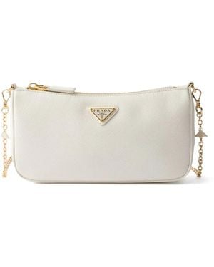Prada Borsa A Tracolla Mini Con Logo A Triangolo - Bianco