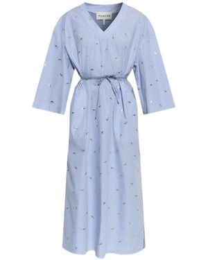 Munthe Robe Mi-Longue Byrus À Rayures - Blue