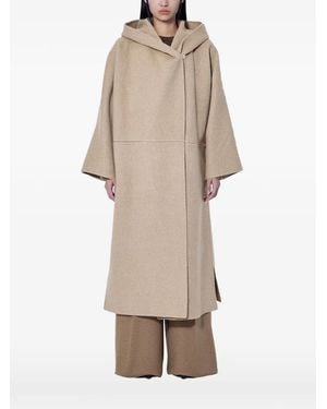 Max Mara Hooded Asymmetric Coat - Natural