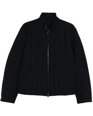 Canali Quilted Diamond-Pattern Padded Jacket - Black