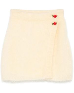 Alessandra Rich Embellished Wrap Mini Skirt - Natural