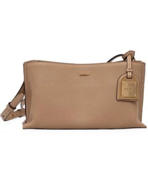 DKNY Alya Logo-Plaque Crossbody Bag - Brown