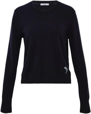 Erdem Crew-Neck Embroidered-Detail Sweatshirt - Blue