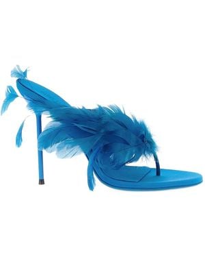 Paris Texas Lidia Feather Thong Mules - Blue