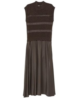 Peserico Gestreiftes Midikleid - Braun